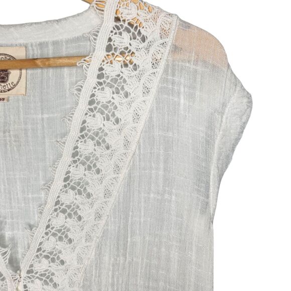 MUCHE ET MUCHETTE Boho Gauze Cover Up Cottagecore Open Sides Semi Sheer Beach - Picture 3 of 9